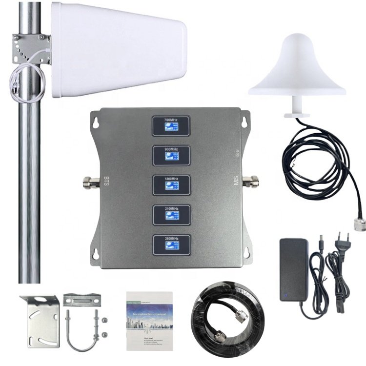 Complete kit five band 2g 3g 4g lte gsm mobile cell phone signal booster repeater amplifier for home building rural areas